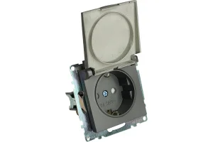 Розетка 1-м "Катрин" с крышкой с защ. штор (механизм) с/з 250В 16А графит GLS16-7112-06 Stekker *1