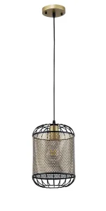 Светильник потолочный LV 9391/1-200 Блас Золото/черный E27 60W Ø200 H800мм