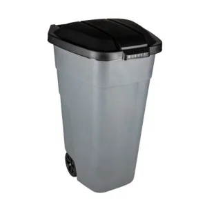 Бак для мусора с крышкой на колесах 110л серый