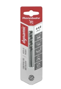 Сверло по металлу 4,0х75мм сталь Р6М5 HSS-G ЦХ упак-2шт DYNAMIC CARD Rennbohr 675040 *1/10