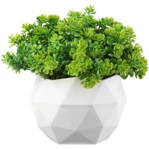 Кашпо д/цветов пласт. "Топаз" 0,45л белый с декоративной зеленью КШ-0033 (La Decoro) *1