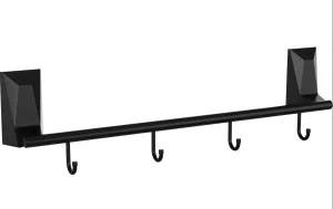Держатель для полотенец с 4 крючками Kleber Ice black, KLE-ICE004BL