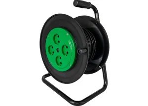 Удлинитель эл.на катушке 40м/4роз. б/з (ПВС 2х0,75), 6А, 1500Вт, габаритные размеры: 250х200х350