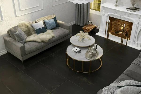 Керамогранит Gresse Madain Plumb GRS07-01 600х600х10мм 1уп=1,44м2 (4шт) черный цемент