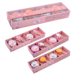 Набор форм для выпечки с топперами 48 предметов. Диаметр (верх/низ) 6,5см/5см,высота 3см.