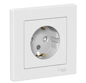 Розетка 1-м СП AtlasDesign 16А с заземл., с защитной шторкой, белая ATN000144 Systeme Electric