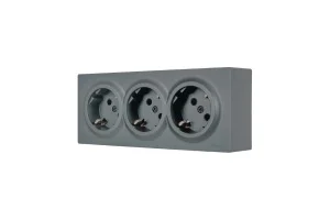 Розетка 3-м LETO с заземл. закрытый корпус ПБТ графит Lezard 752-3400-127BUP