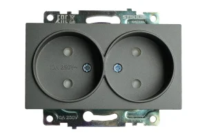 Розетка 2-м "Катрин" с защитной шторкой (механизм) б/з 250В 10А графит GLS10-7113-06 Stekker *1