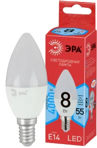 Лампа светодиодная Е14 8Вт 4000K B35-8W-840-E14 Б0050200 Эра