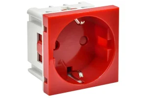 Розетка 1-м 2мод. РКС-20-32-П-К 45х45 с заземл. красн. PRIMER IEK CKK-40D-RSZK2-K04-K
