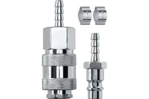 Набор KRAFTOOL  (штуцер "елочка", 6 мм - рапид муфта) + (рапид штуцер-штуцер "елочка", 6 мм) + (обжи