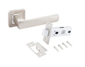 Ручка дверная АЛЛЮР АРТ КОЛОМБО SN+L45-8 SN (2380/S45) с защелкой матовый никель