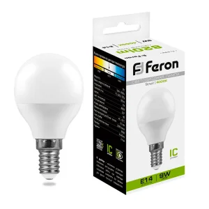 Лампа светодиодная LB-550 Шарик E14 9W 175-265V 4000K 25802 (Feron) *1