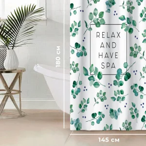 Штора для ванной полиэстер 145х180см Eucalyptus Этель 5494680
