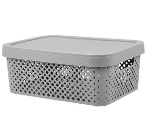 Корзина для хранения с крышкой Plast Team Stockholm 10л серый шторм