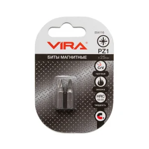 Бита PZ1x25мм сталь Cr-V хвостовик С 1/4" магнитная уп-2шт Vira 554116 *1