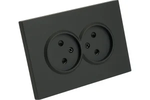 Розетка 2-м "Эмили" с защитной шторкой б/з 250В 16А черный уголь soft touch RST16-5116-05 Stekker *1