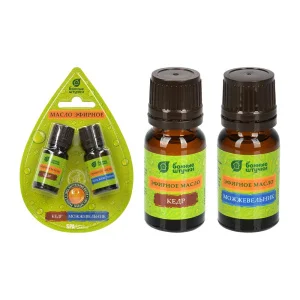 Набор эфирных масел "кедр и можжевельник" 2 масла по 10 мл в блистере в форме капли "Банные штучки"