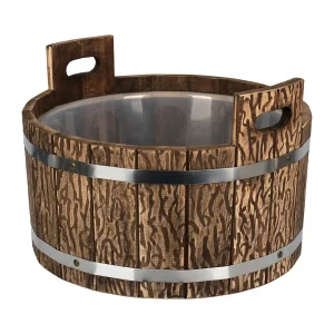 Ушат "шайка" 15 л с пластиковой вставкой искусственно состаренный липа "Банные штучки" 33323 *1