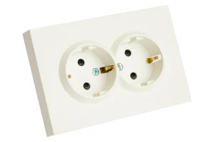 Розетка 2-м "Эмили" с защитной шторкой с/з 250В 16А белый фарфор soft touch RST16-5114-01 Stekker *1