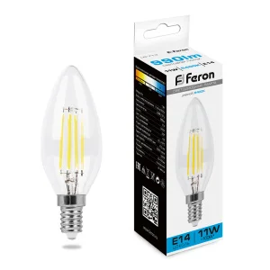 Лампа светодиодная, (11W) 230V E14 6400K прозрачная, LB-713