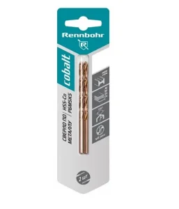 Сверло по металлу ЦХ, 4,2х75мм, HSS-Co, Р6М5К5, уп-2шт. Rennbohr Cobalt Card 668042 *1