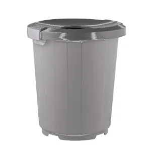 Бак для мусора 105 л с крышкой-воронкой (ручки с креплениями) на колесах, цвет серый