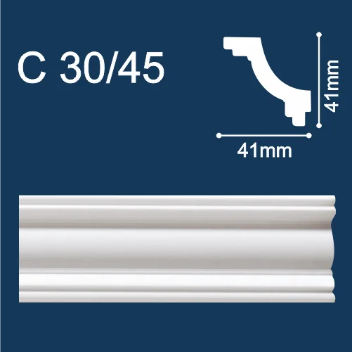 Плинтус потолочный экструзионный С30/45 2м (41х41мм) Солид