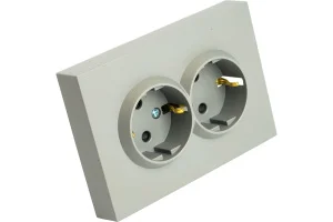 Розетка 2-м "Эмили" с защитной шторкой с/з 250В 16А платиново-серый soft touch RST16-5114-10 Stekker