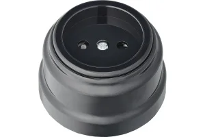 Розетка 1-м "Ретро" без земл. со шторками 16А ОУ РА16-0205 черный (Bylectrica) *1