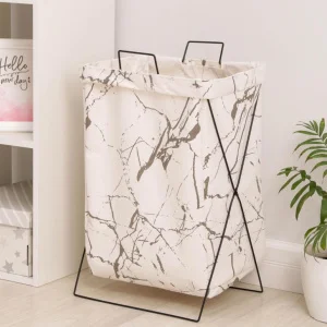 Корзина для белья складная прямоугольная "Монро" белый 5477688 (Доляна) *1