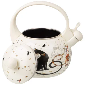 Чайник Agness Эмалированный Со Свистком, Серия "Парижские Коты" 2,2Л, Индукционное Дно