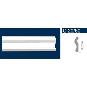 Молдинг настенно-потолочный экструд. Solid С20/60 белый (2м/ 60мм)