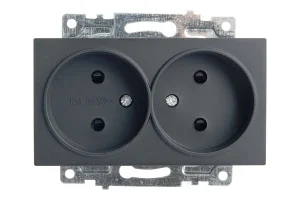 Розетка 2-м "Катрин" с защитной шторкой (механизм) б/з 250В 10А черный GLS10-7113-05 Stekker *1