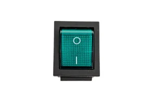 Выключатель клавишный RWB-502 SC-767 IRS-201-1 250В 16А (4с) ON-OFF зел. с подсветкой (инд. упак.) 3