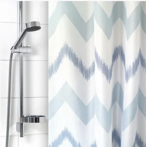 Штора для ванной Голубые зигзаги полиэстер 180х180см Д3997 (Вилина)