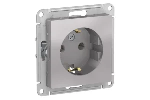 Механизм розетки 1-м СП AtlasDesign 16А с заземл. алюм. SchE ATN000343