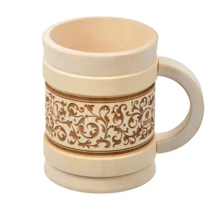 Кружка декоративная точёная, 0,5 л, "Бочонок", с выжигом, липа "Банные штучки" в кор. 33282 * 1/10