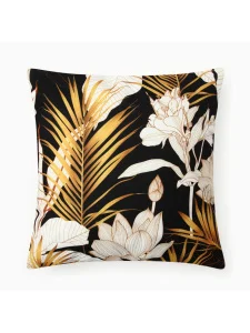 Наволочка декоративная Этель "Dark tropics " 40×40см цв. черный 100% полиэстер, велюр 160г/м2 10608288 *1
