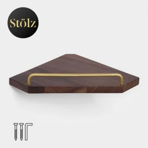 Полка угловая 1-яр Hölzern Premiere ореховое дерево, алюминий Stölz 9259435