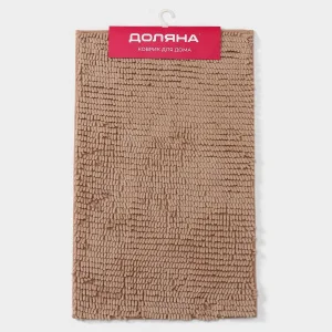 Коврик для ванны Букли длинные 50х80см, бежевый, длина букли 2см 9679493