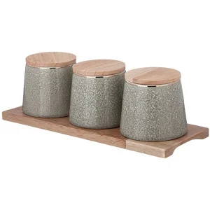 Набор Для Специй На Дерев. Подставке Lefard "Grain" 4 Пр. Мятный (Кор=12Наб.)