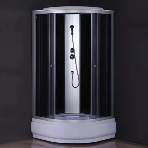 Душевая кабина 307GG 900х900х2150мм стекло серое, задняя черная стеклянная панель (Comforty) *1