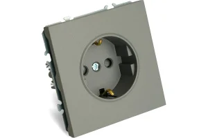 Розетка 1-м "Эмили" с защитной шторкой с/з (механизм) 250В 16А платиново-серый soft touch RST16-5110