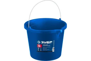 ЗУБР  12 л, первичный высокопрочный пластик, с носиком, усиленное строительное ведро, Профессионал (