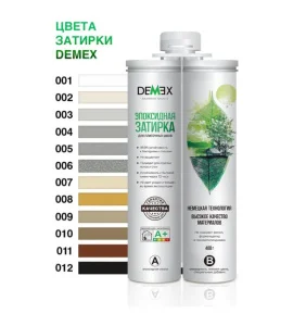 Затирка двухкомпонентная эпоксидная плиточная в тубе Белая 400мл DEMEX 5738417 *1