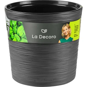 Кашпо д/цветов пласт. 15л антрацит КШ-0696 (La Decoro) *1
