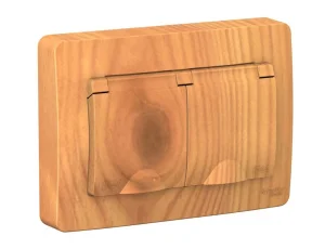 Розетка 2-м СП Blanca 16А с заземл., с защитной шторкой, с крышкой, ясень BLNRS441125 Systeme Electric