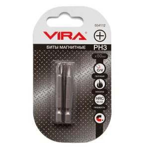 Бита PH3x50мм сталь Cr-V хвостовик Е 1/4" магнитная уп-2шт Vira 554112 *1