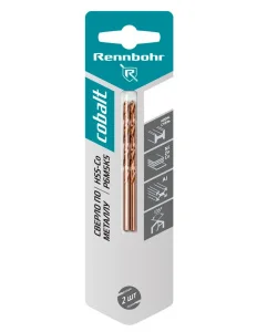 Сверло по металлу ЦХ, 4,0х75мм, HSS-Co, Р6М5К5, уп-2шт. Rennbohr Cobalt Card 668040 *1